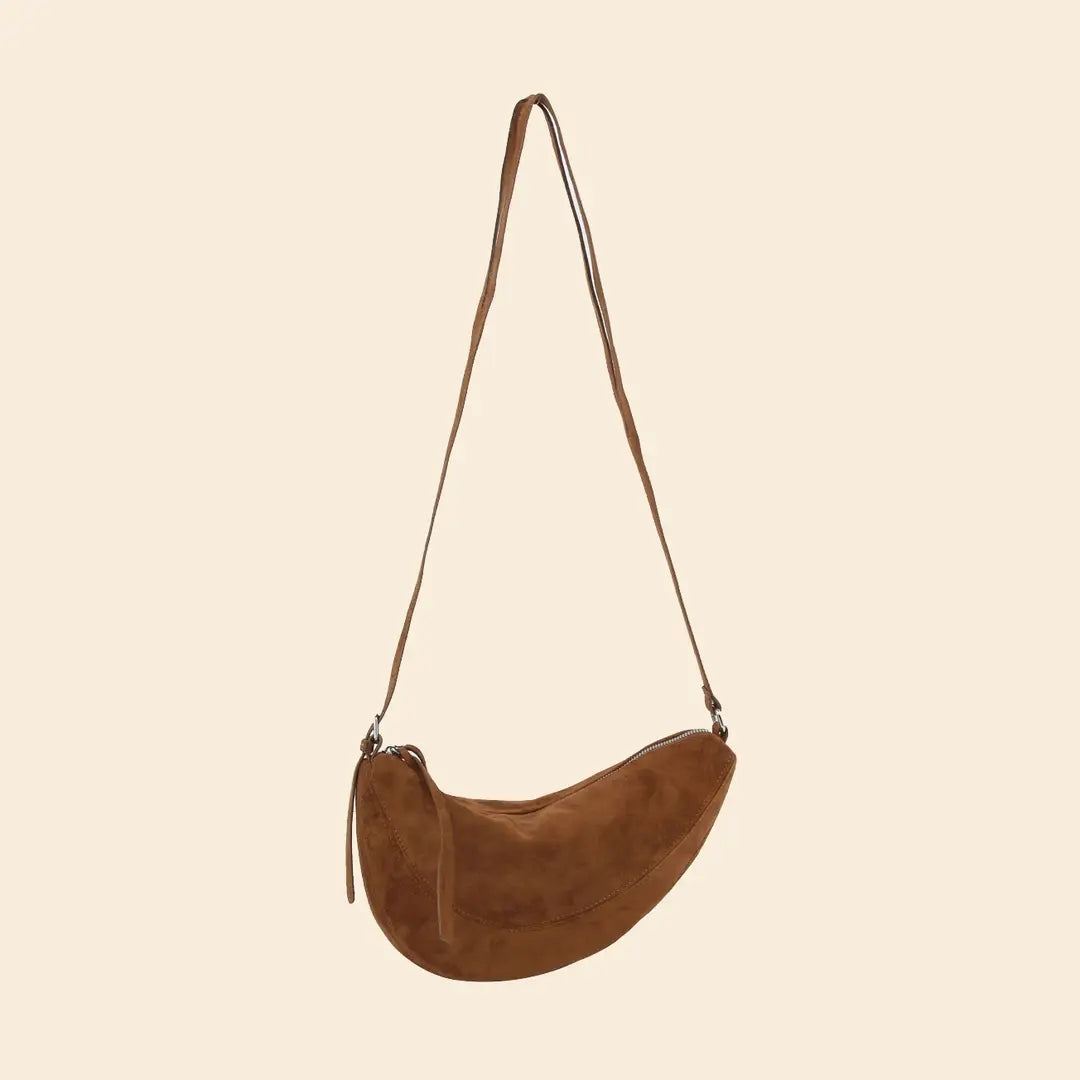 Suede Crescent Shoulder Bag