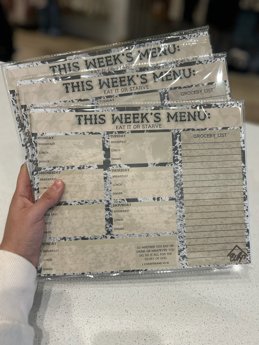 Weekly Menu Notepad