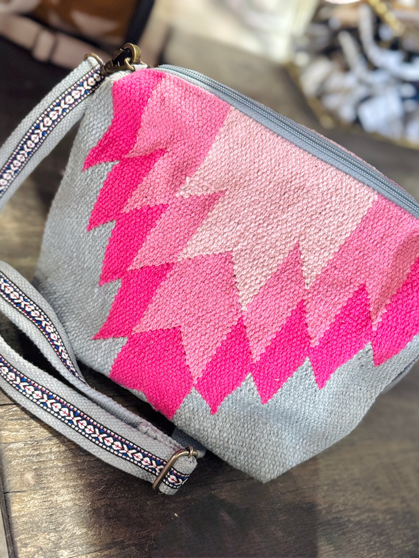 Slate & Pink Aztec Crossbody