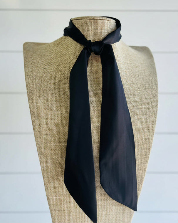 Midnight Black Satin Scarf