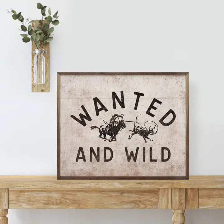 Wanted and Wild Calf Roper Box Sign