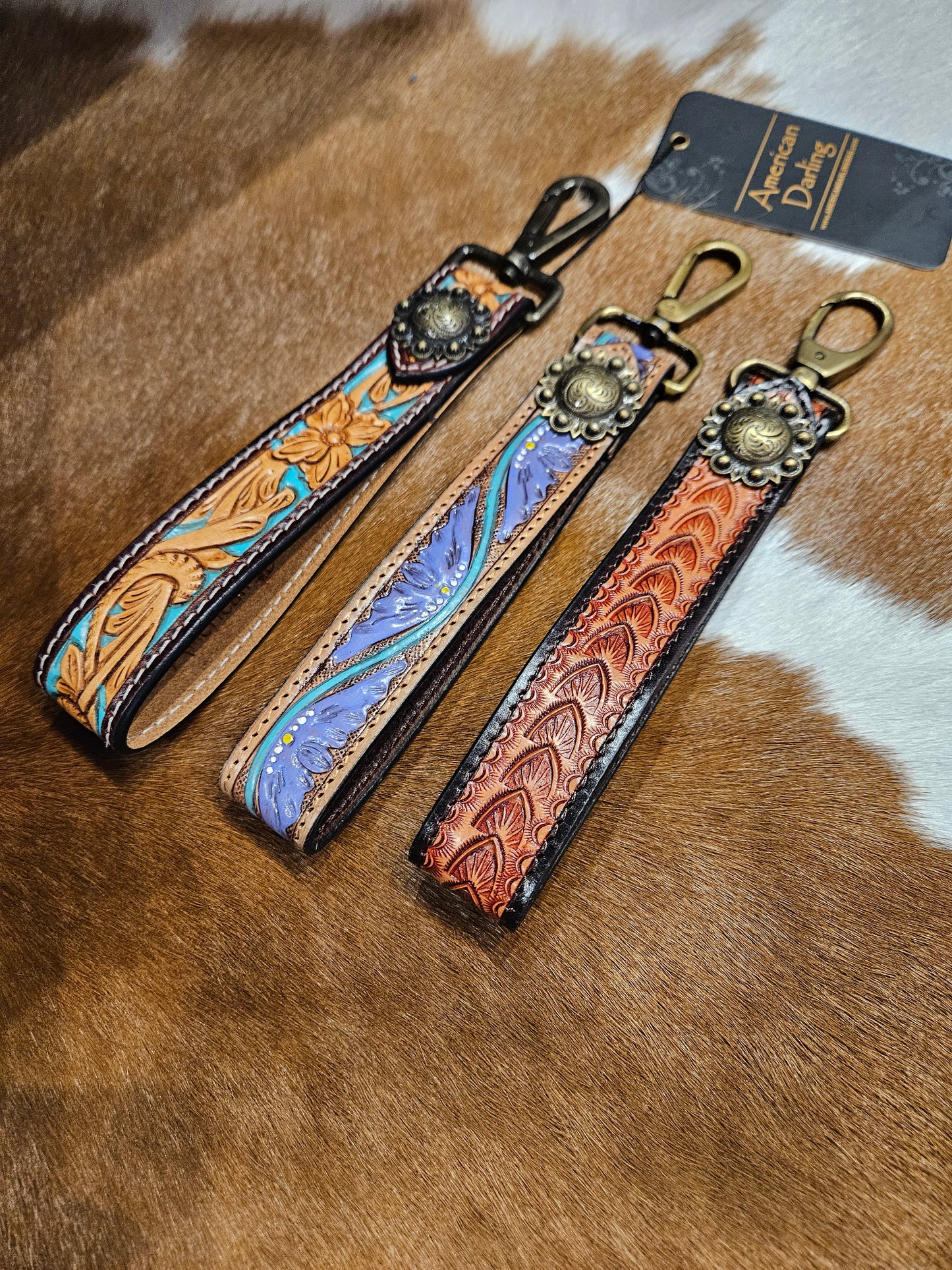 Tooled Wristlet Keychain