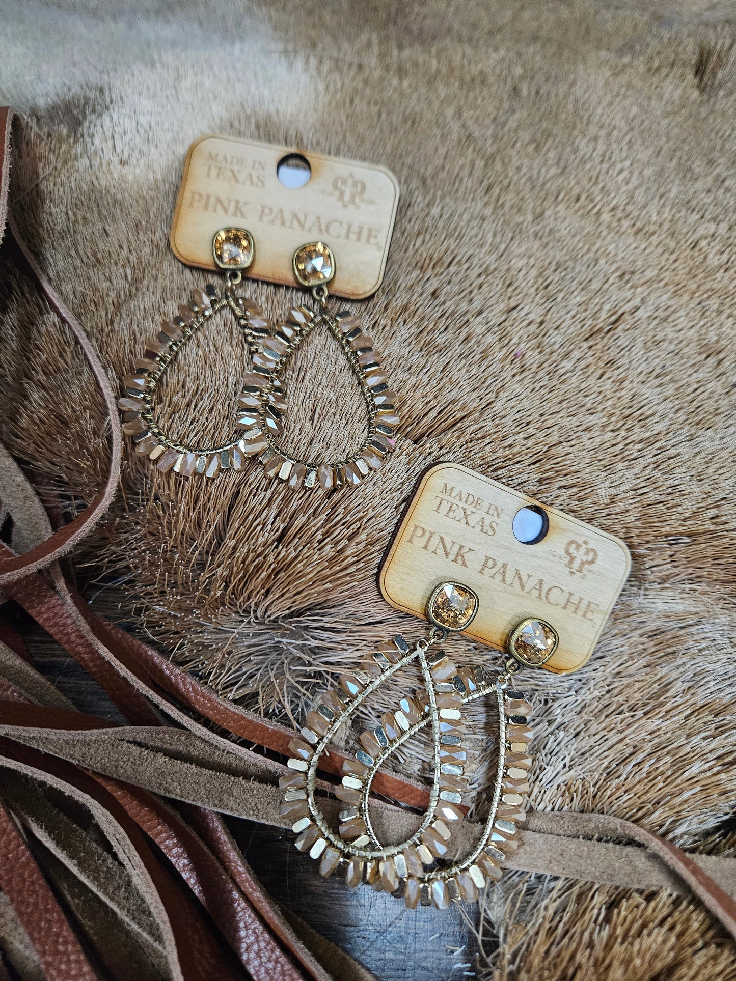 Austrian Crystal Champagne Stone Earrings