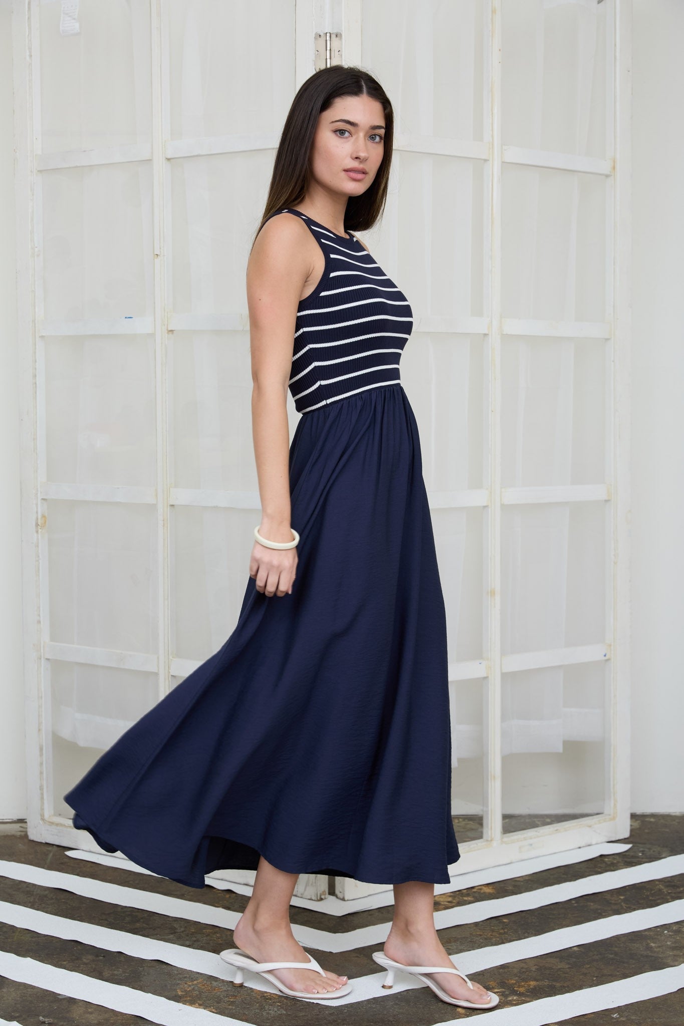 Coastal & Stripe Midi Dress