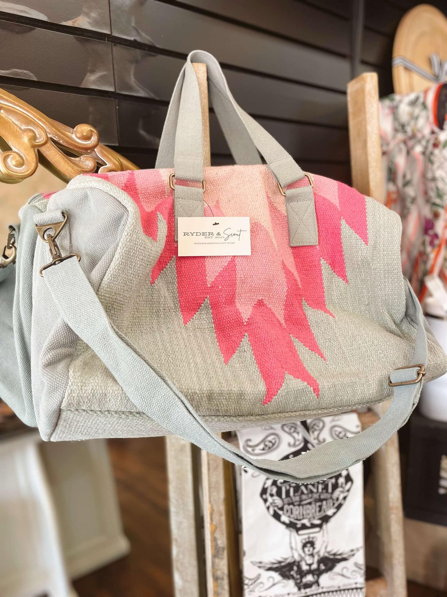 Slate & Pink Aztec Duffle Bag