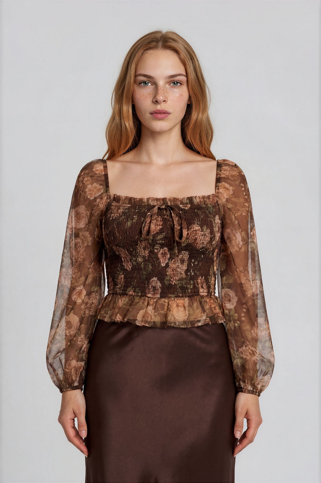 Garden Party Whimsy Smocked Chiffon Top