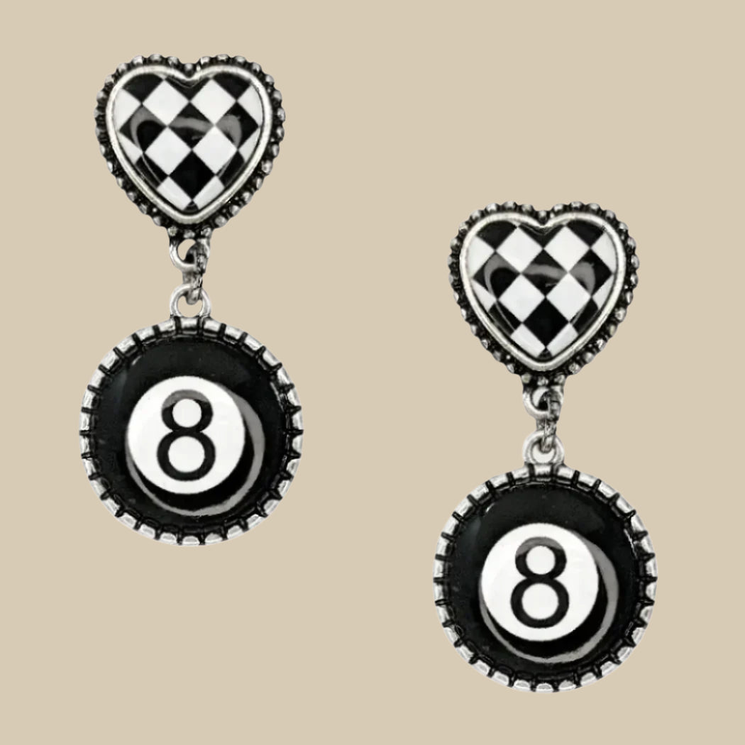 Checkered 8 Ball Earrings