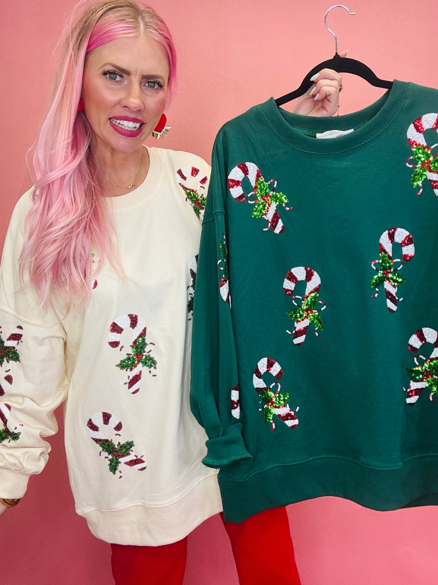 Candy Cane You Not Sequin Christmas Sweater