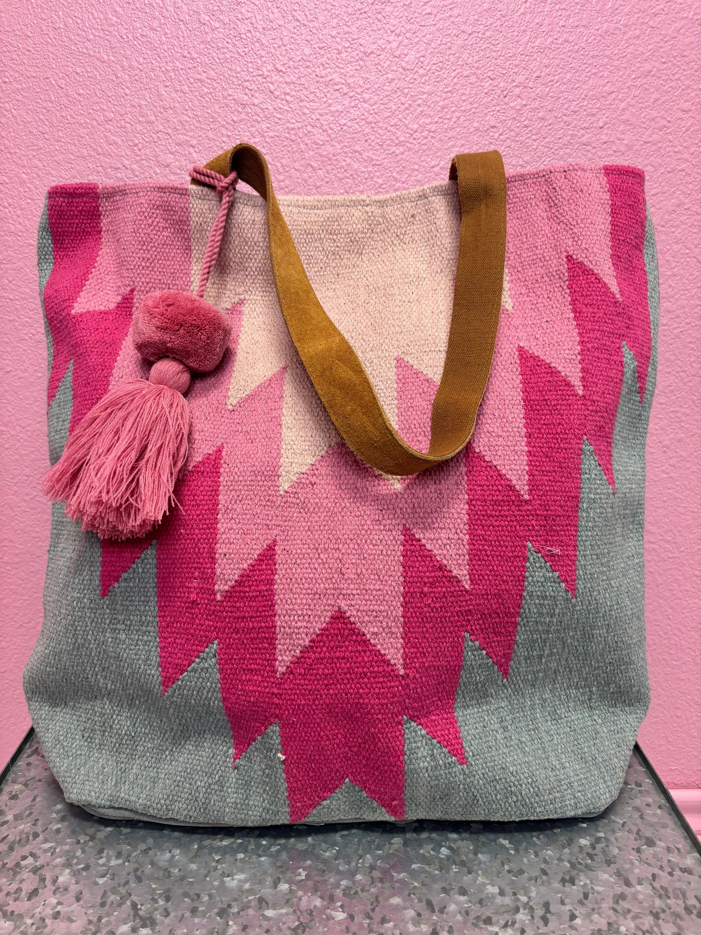 Slate & Pink Aztec Tote
