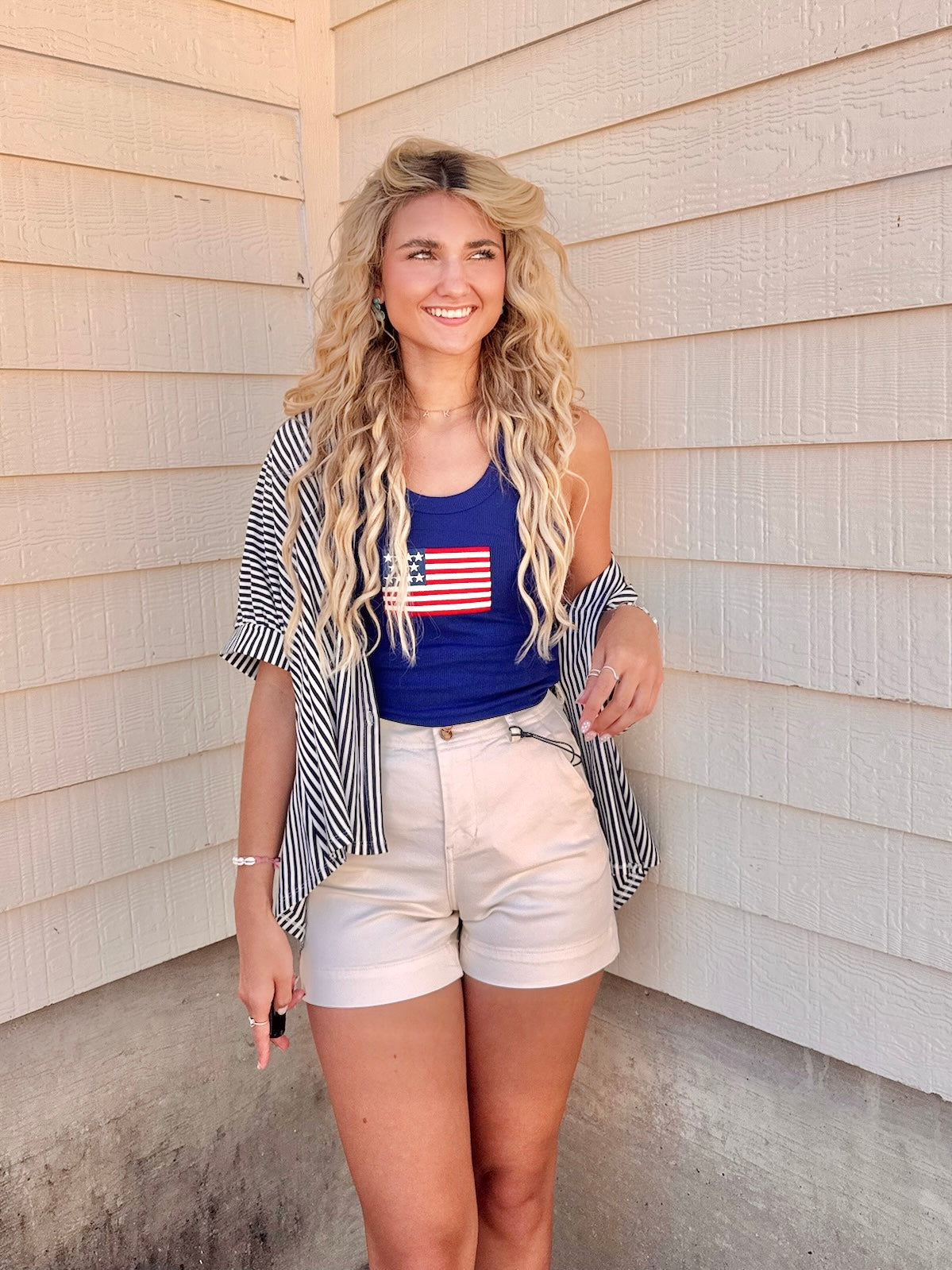 The Maddy Stripe Button Up Top