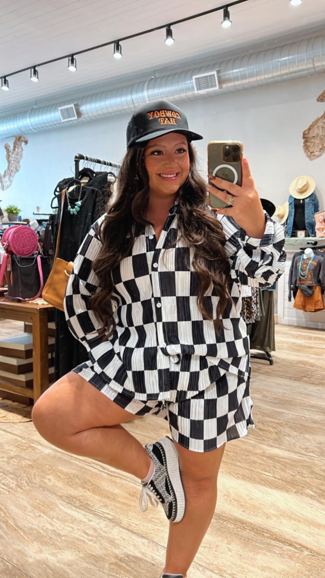 The Dani Checkered Plisse Set