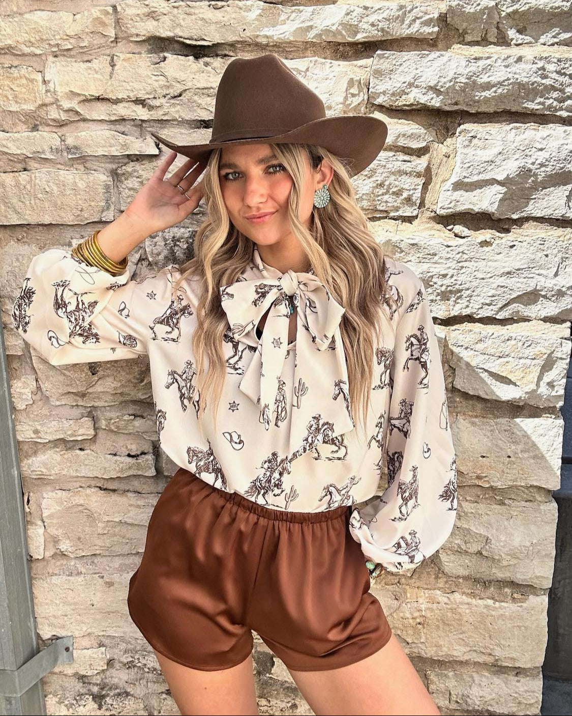 Cognac Satin Lined Shorts