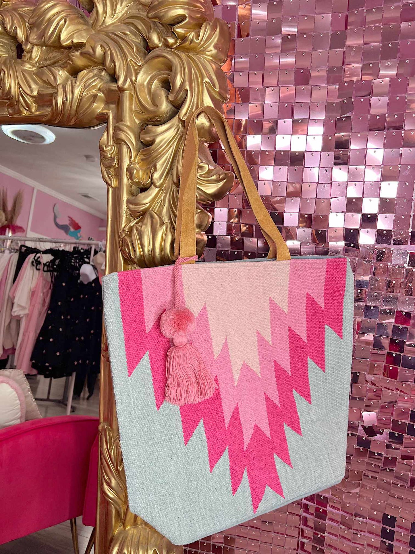 Slate & Pink Aztec Tote