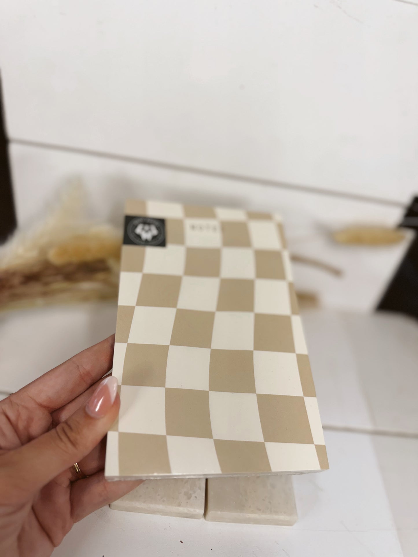 Cream Checkered Notepad