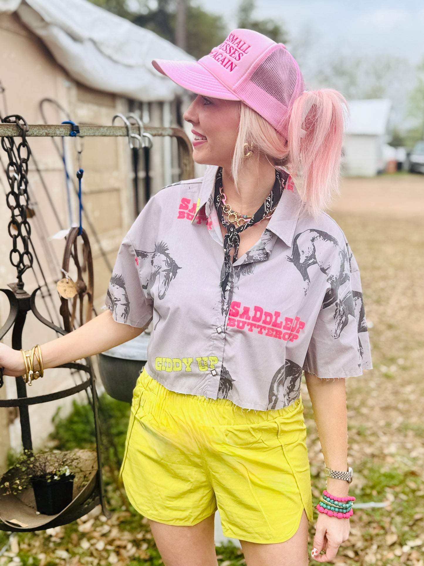 Giddy Up Crop Button Up