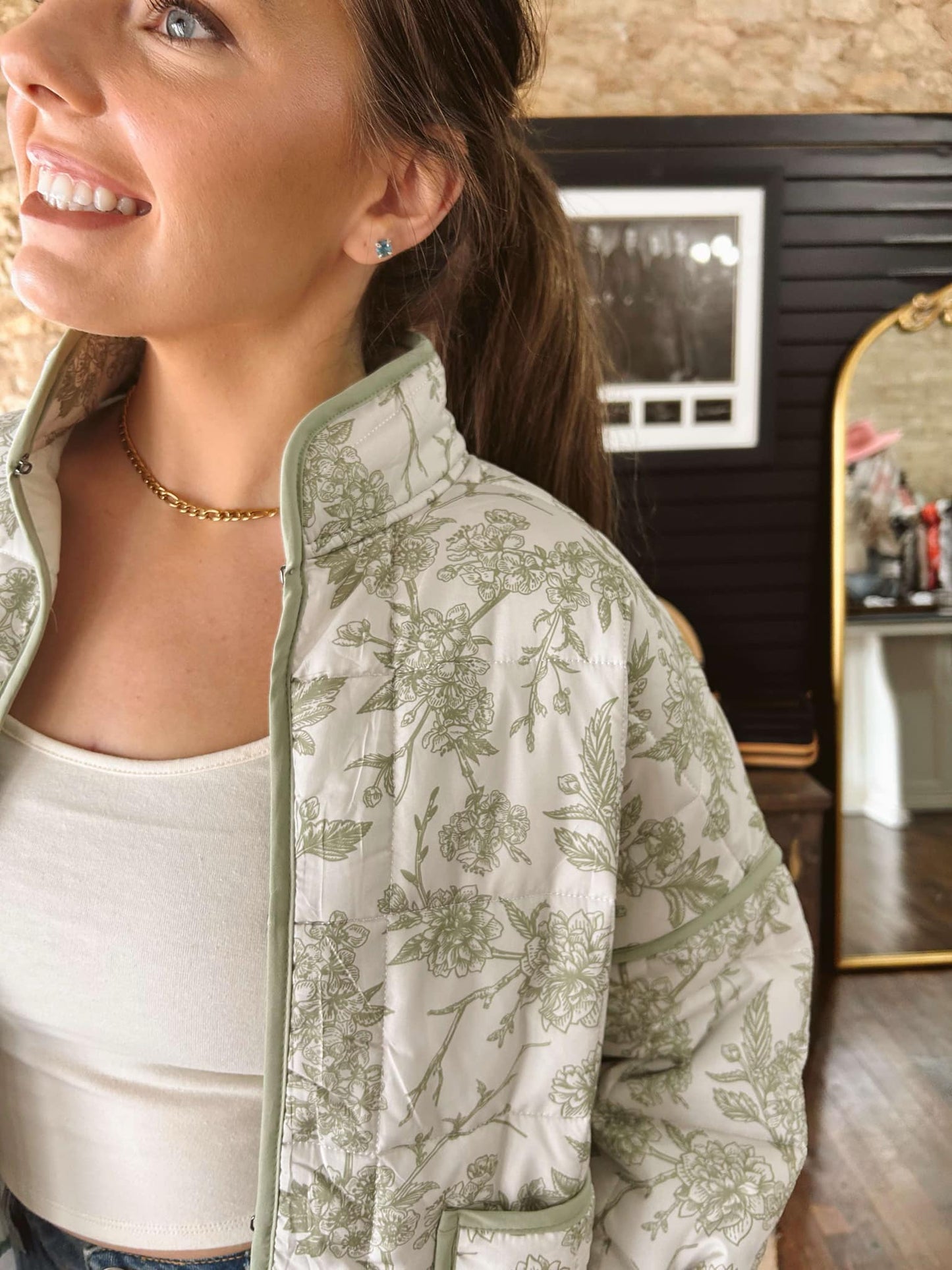 Ashlee's Sage & Beige Quilted Jacket