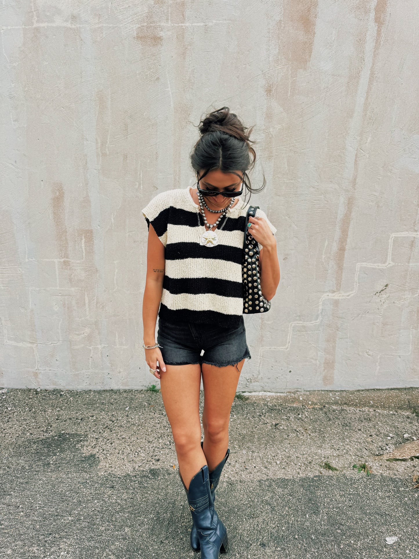 The Breezy Stripes Split Neck Top
