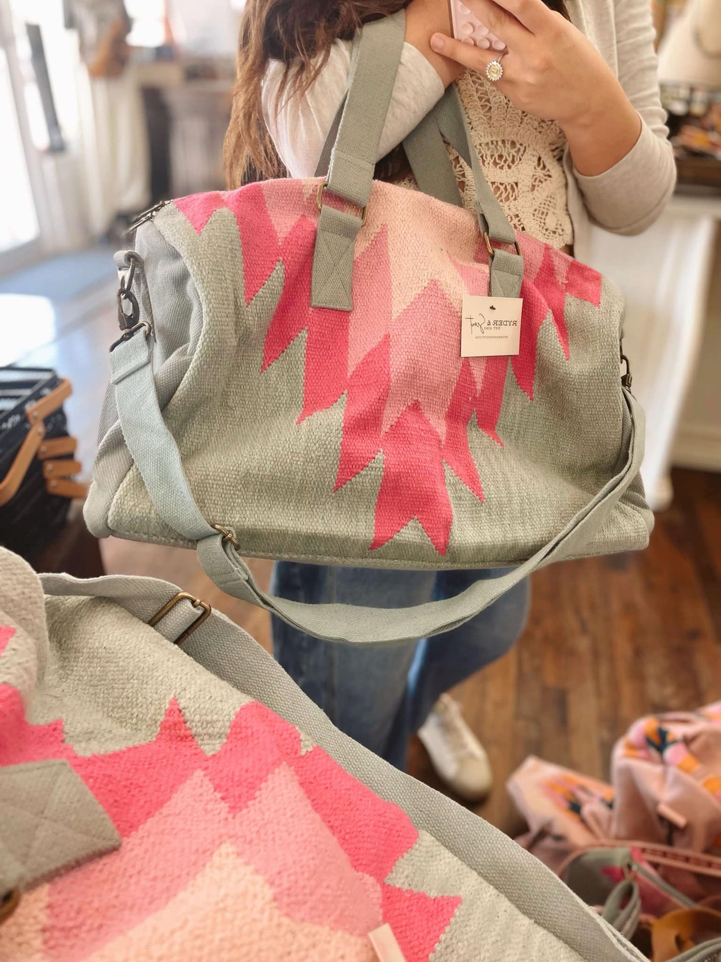 Slate & Pink Aztec Duffle Bag