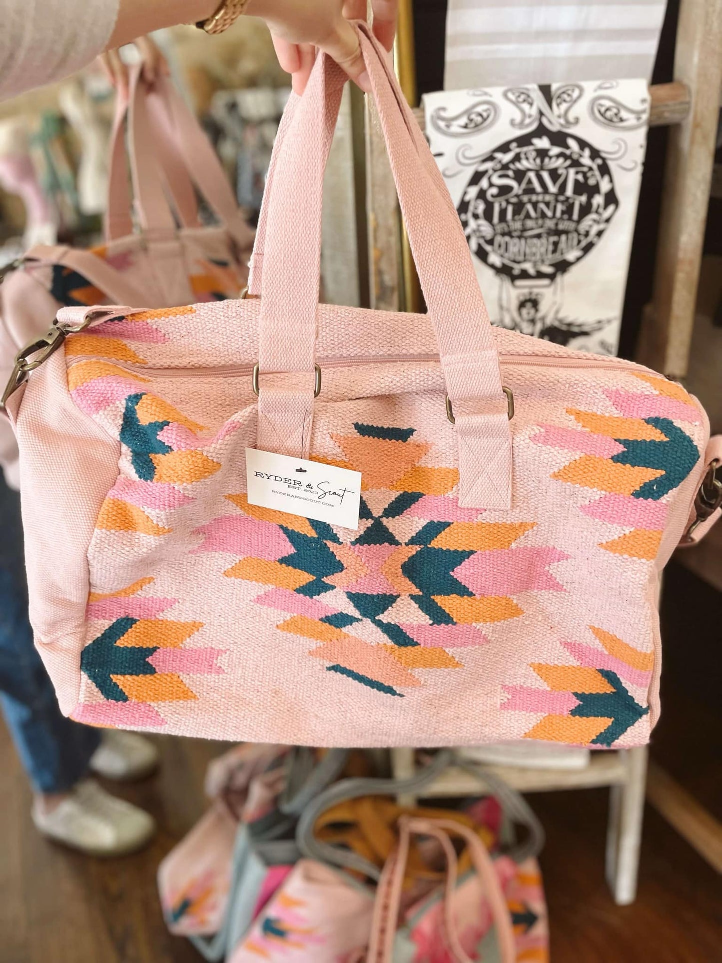 Pink, Teal & Orange Aztec Duffel