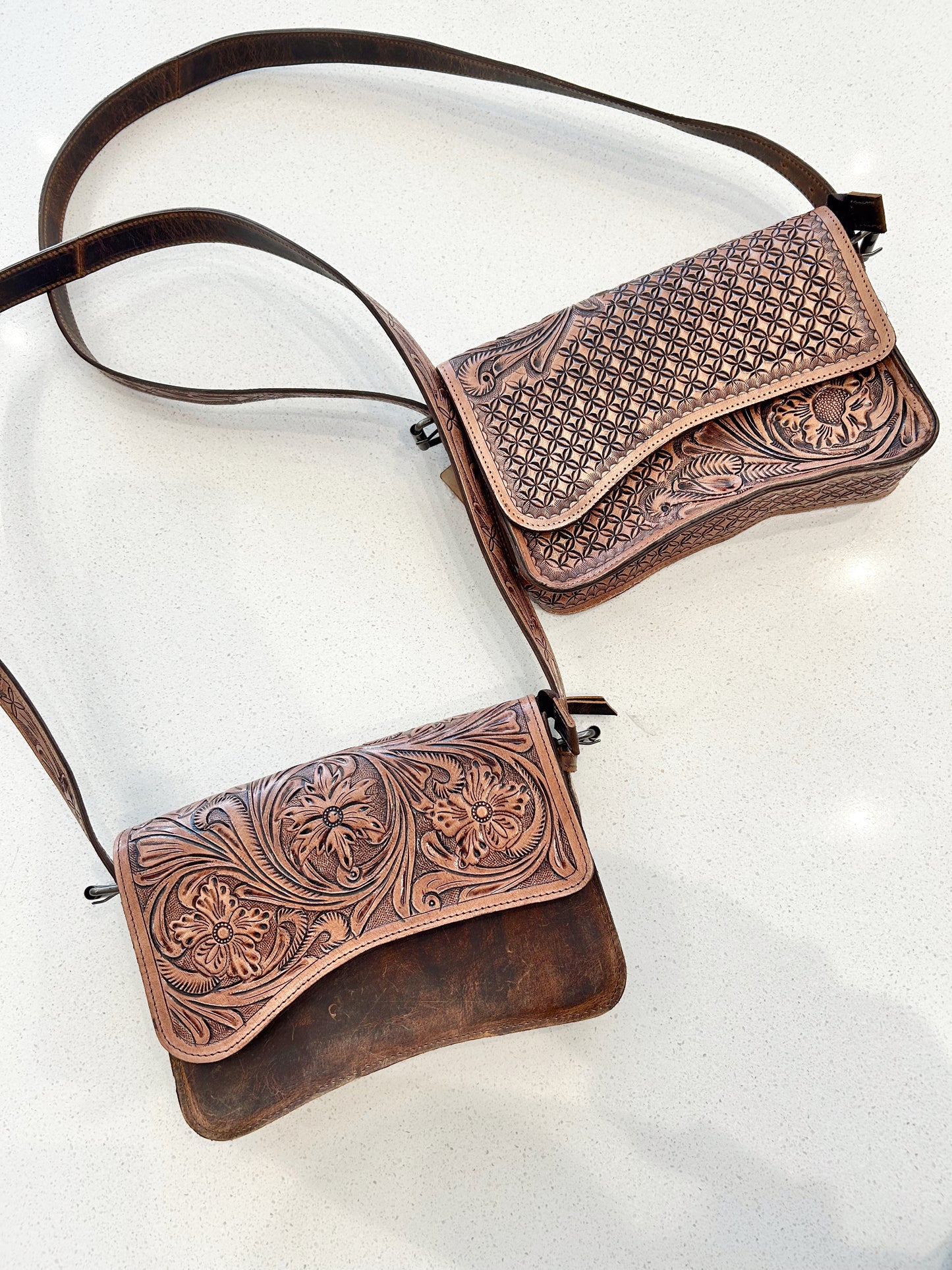 The Olivia Tooled Saddle Purse