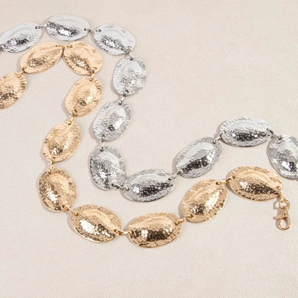 The Sterling Hammered Oval Belt