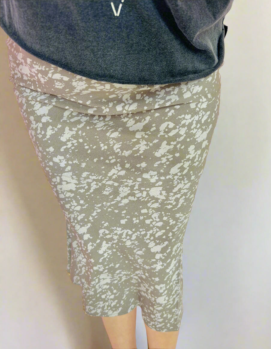 Mocha Print Satin Skirt
