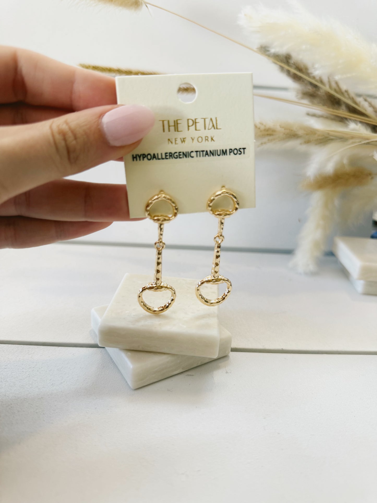 Golden Horsebit Dangle Earrings