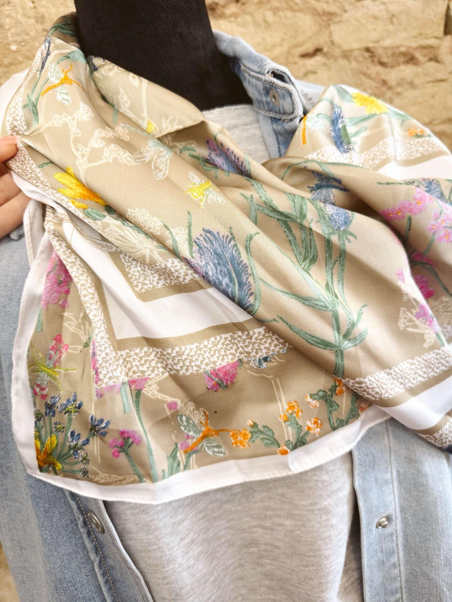 Meadow Stripe Floral Scarf