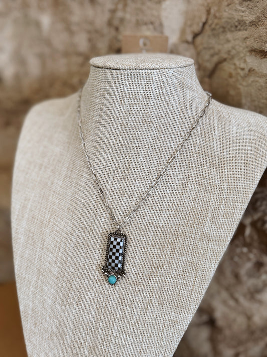 Western Checkered Bar Necklace