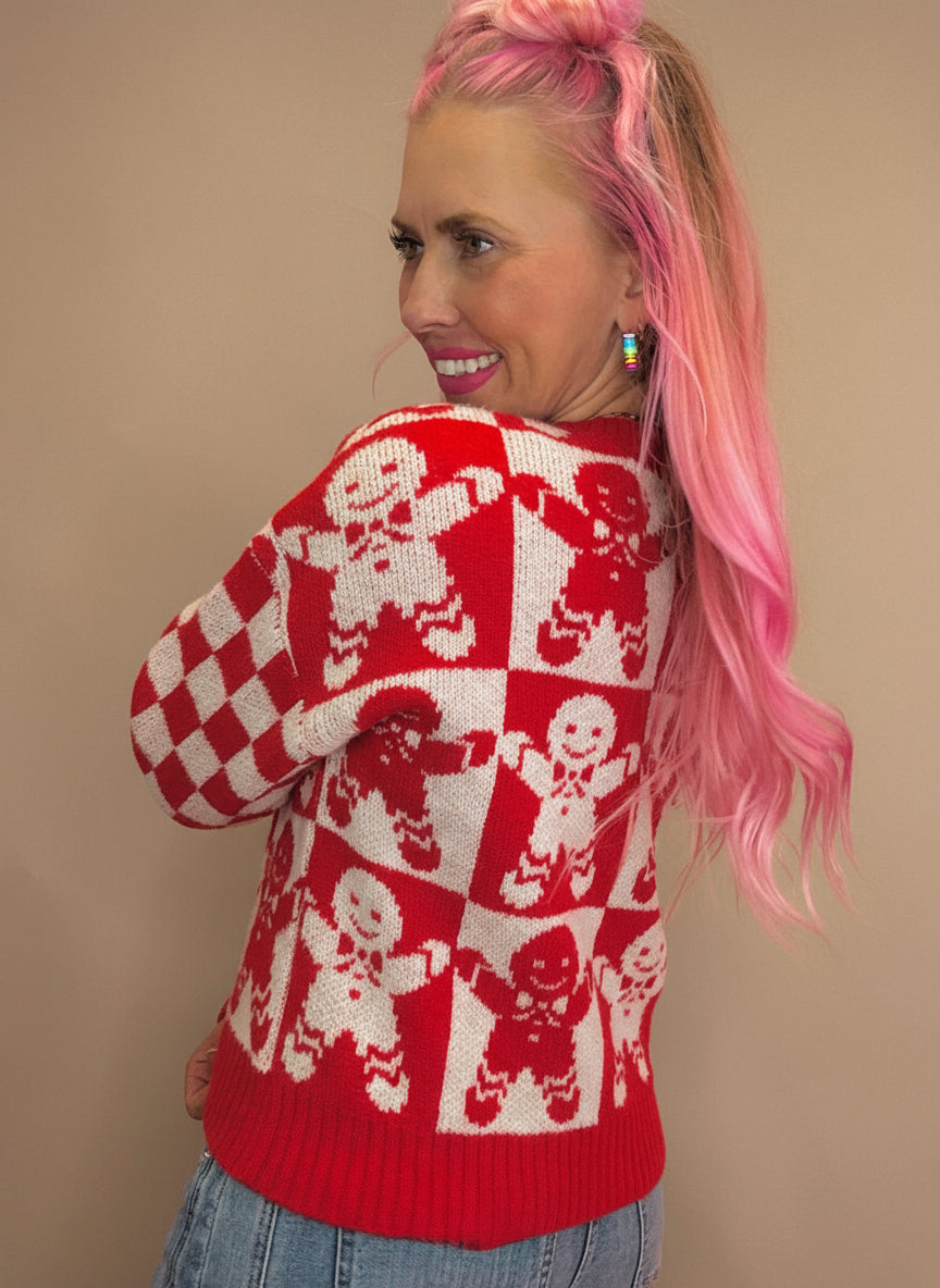 Gingerbread Checkered Sweater