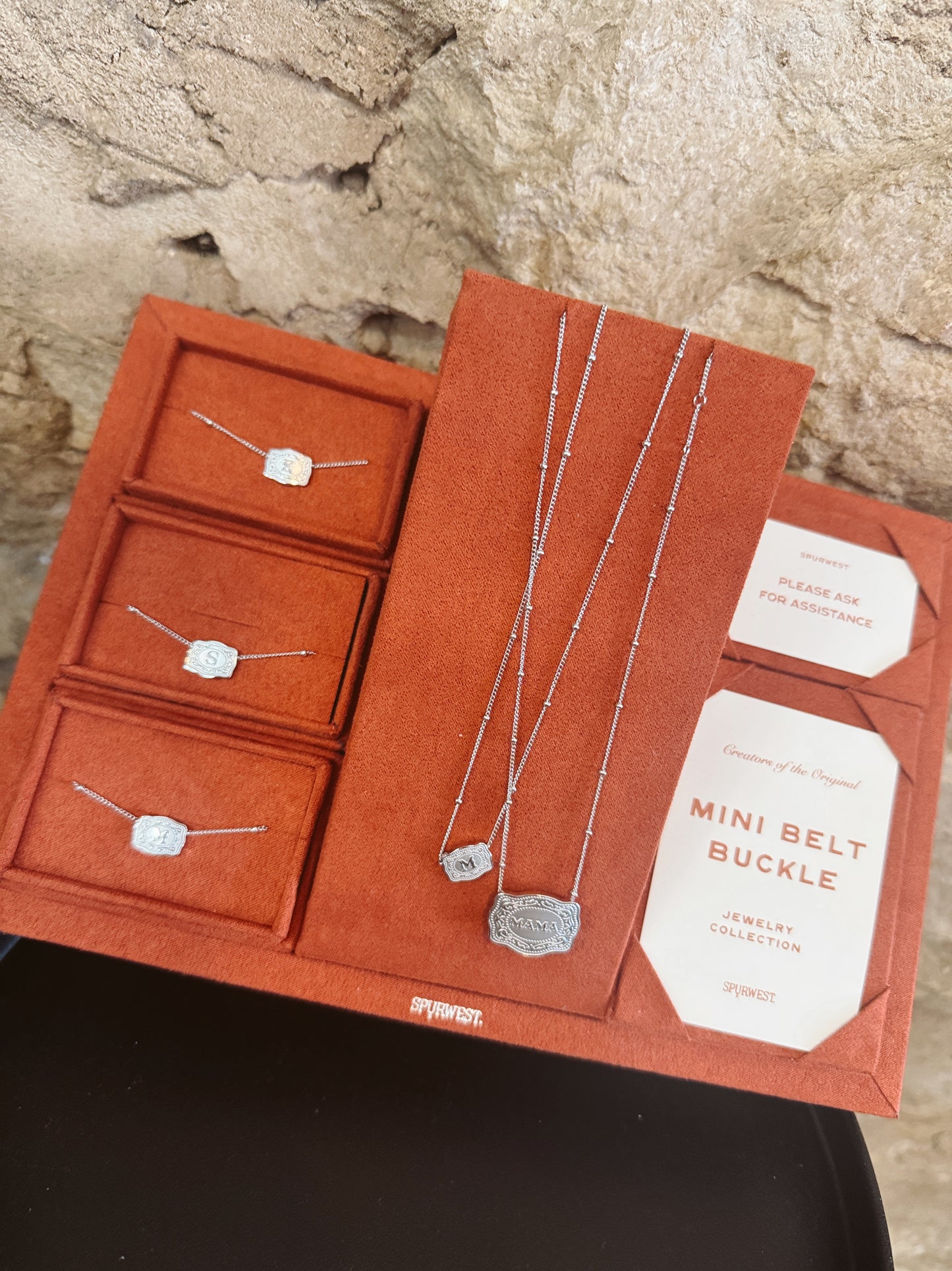 Ultra Mini Belt Buckle Initial Necklace