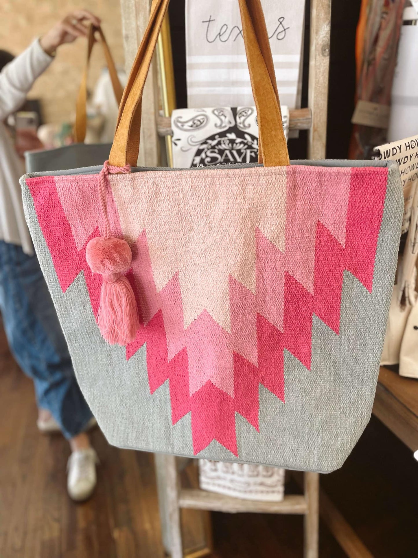 Slate & Pink Aztec Tote