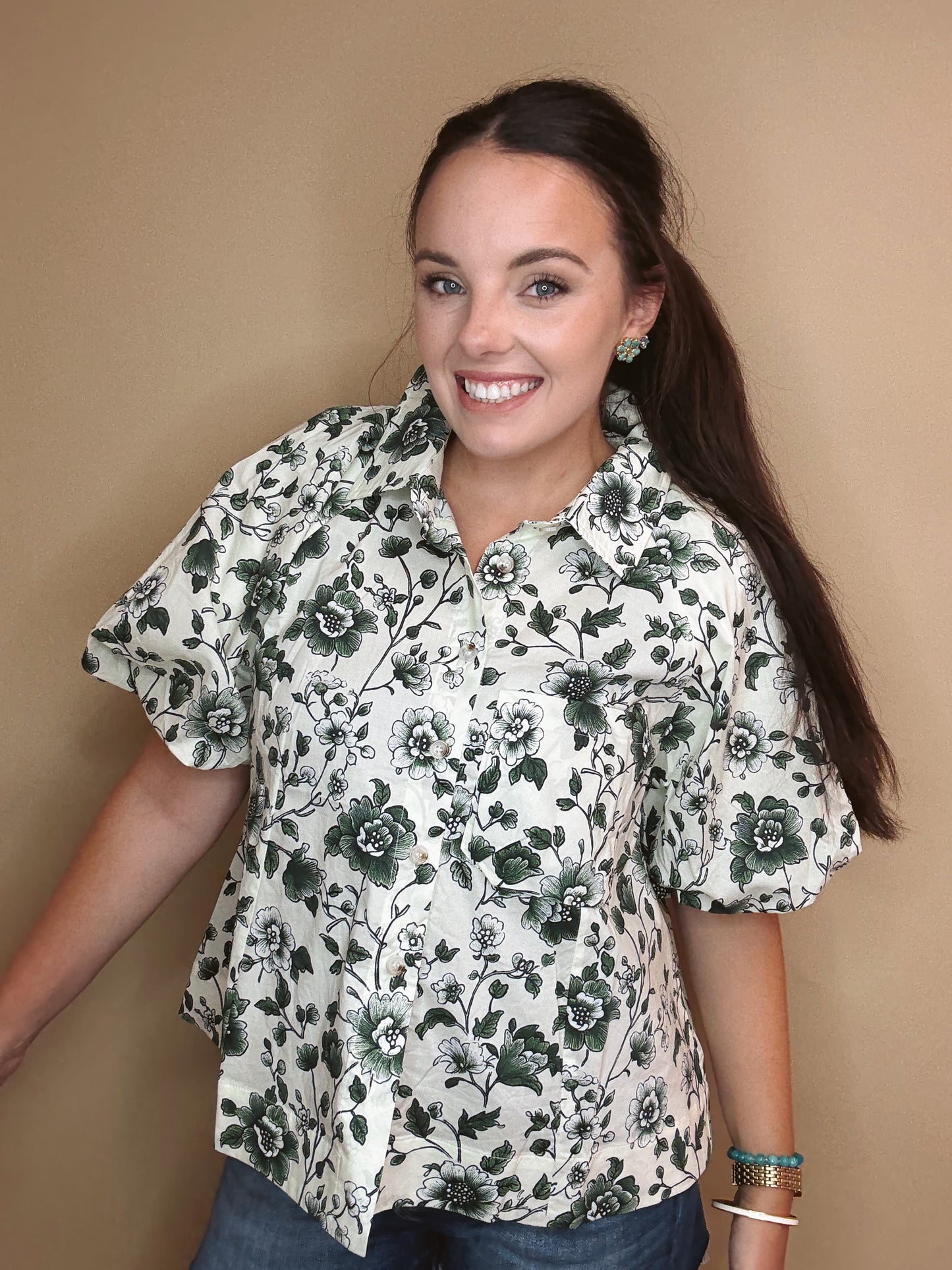 Emerald Lush Floral Top