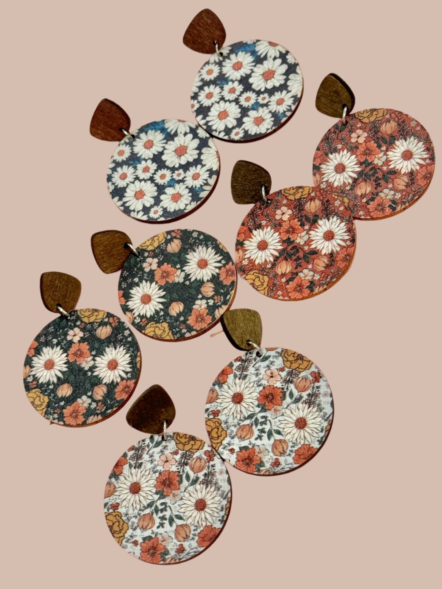 Floral Wooden Earrings