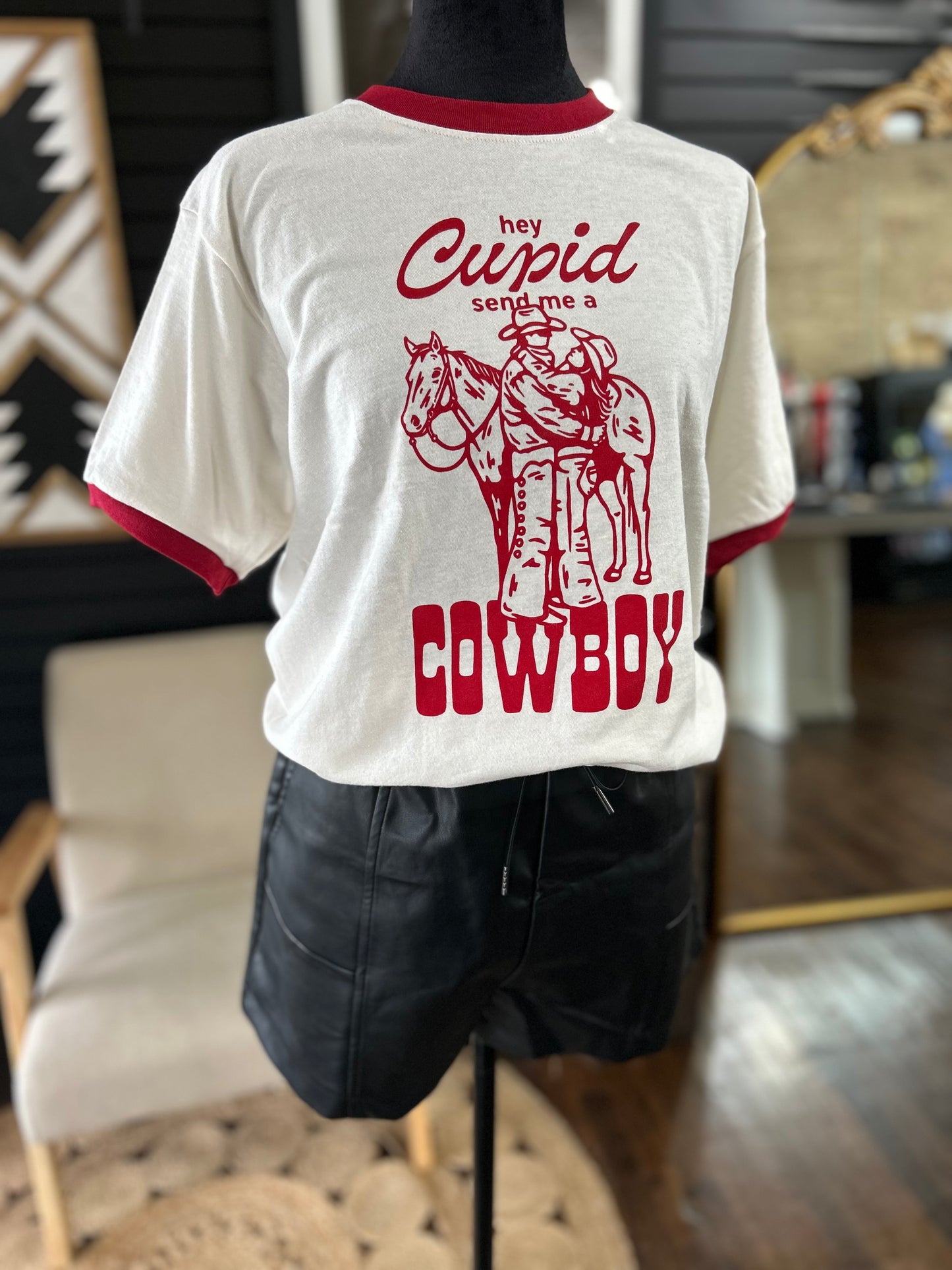 Hey Cupid Send Me A Cowboy Graphic Tee