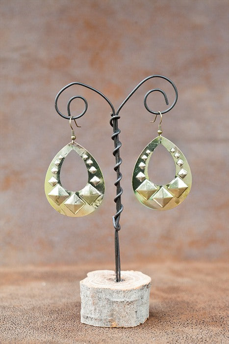 Studded Bronze Drop Earrings
