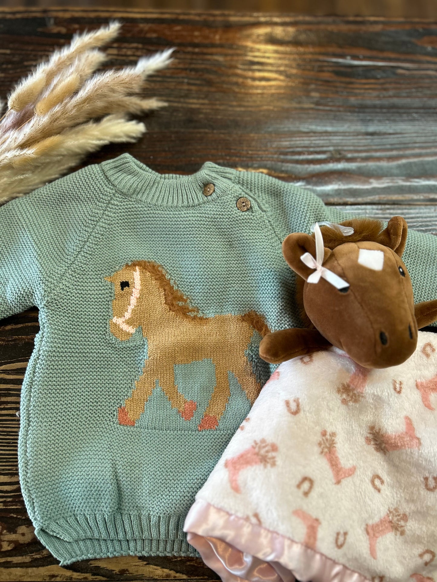 Western Horse Knit Baby Sweater