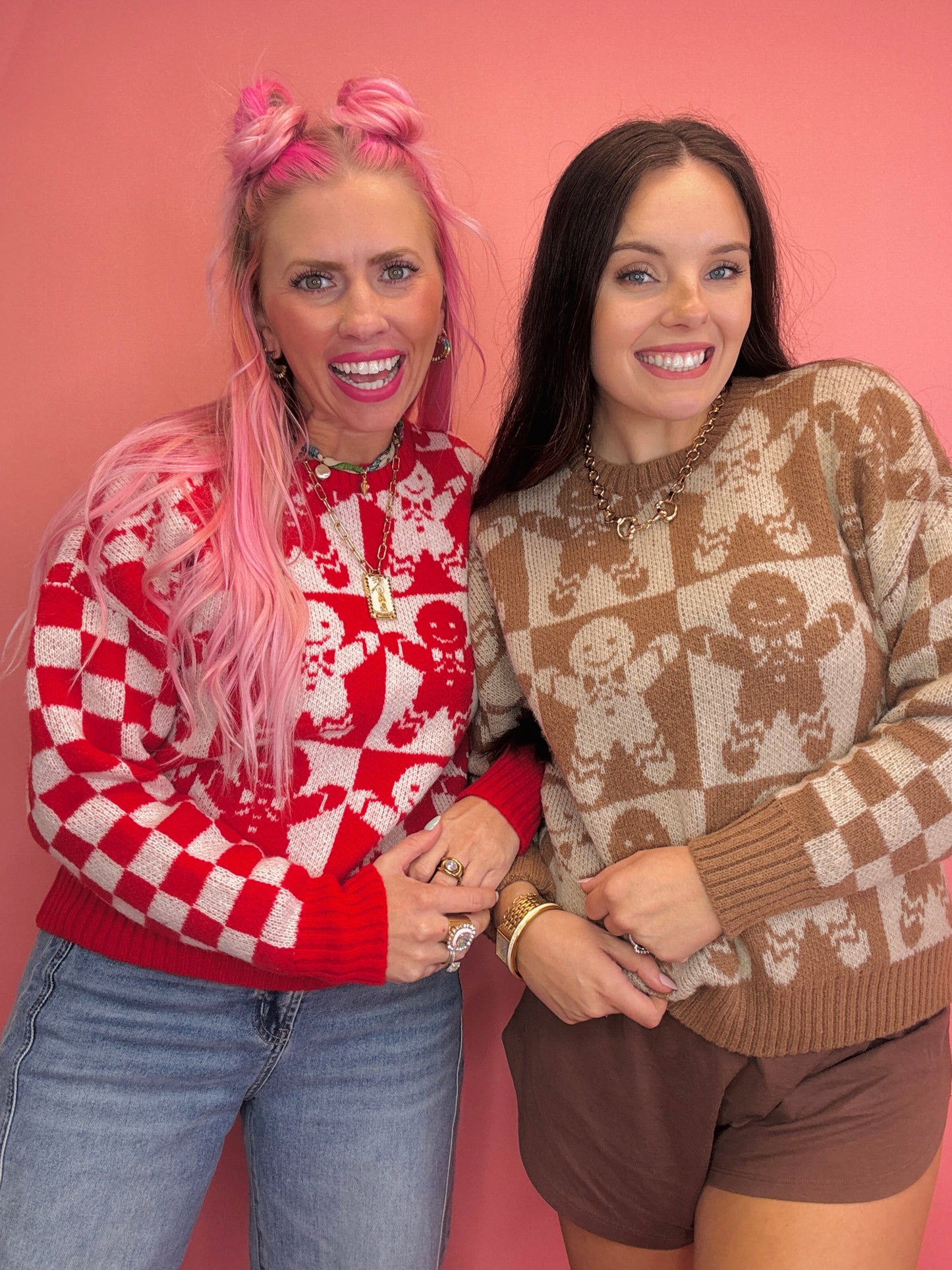 Gingerbread Checkered Sweater