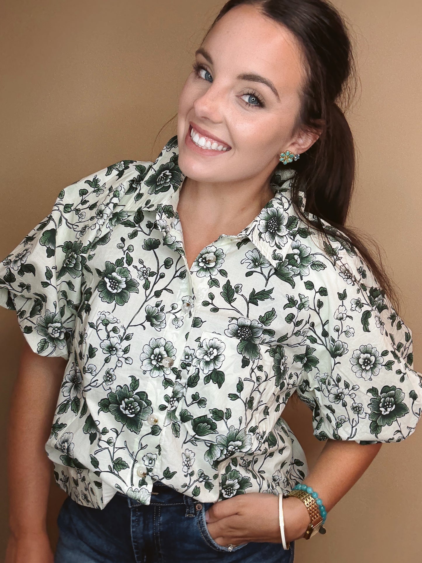 Emerald Lush Floral Top