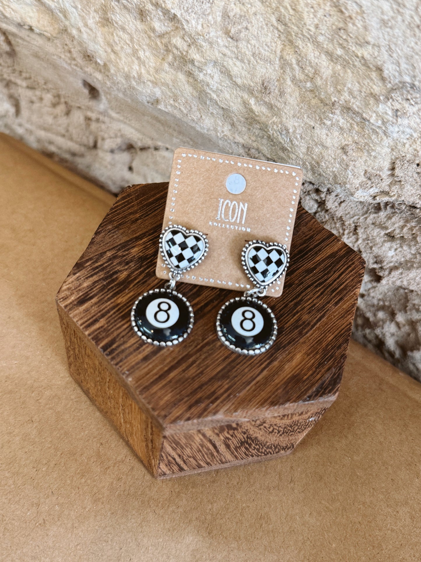 Checkered 8 Ball Earrings
