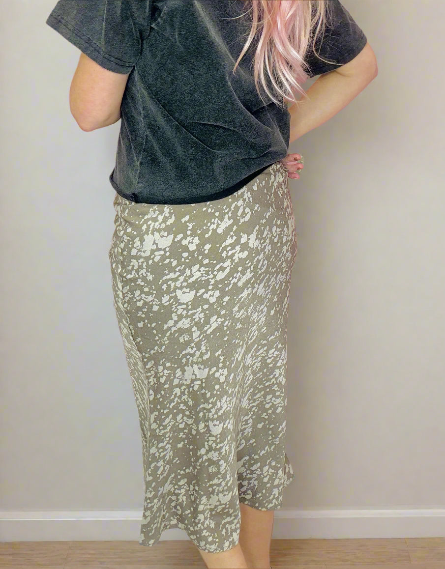 Mocha Print Satin Skirt
