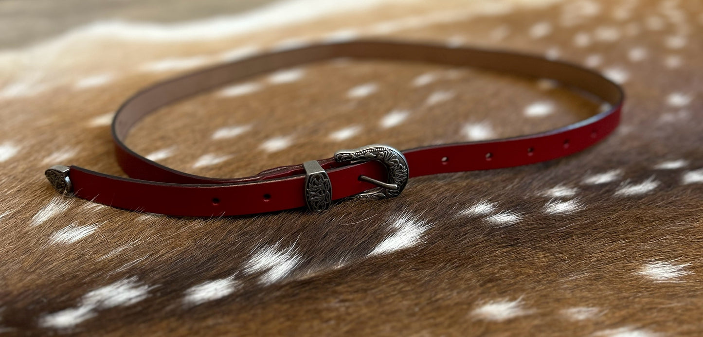 Western Style Skinny Leather Belt
