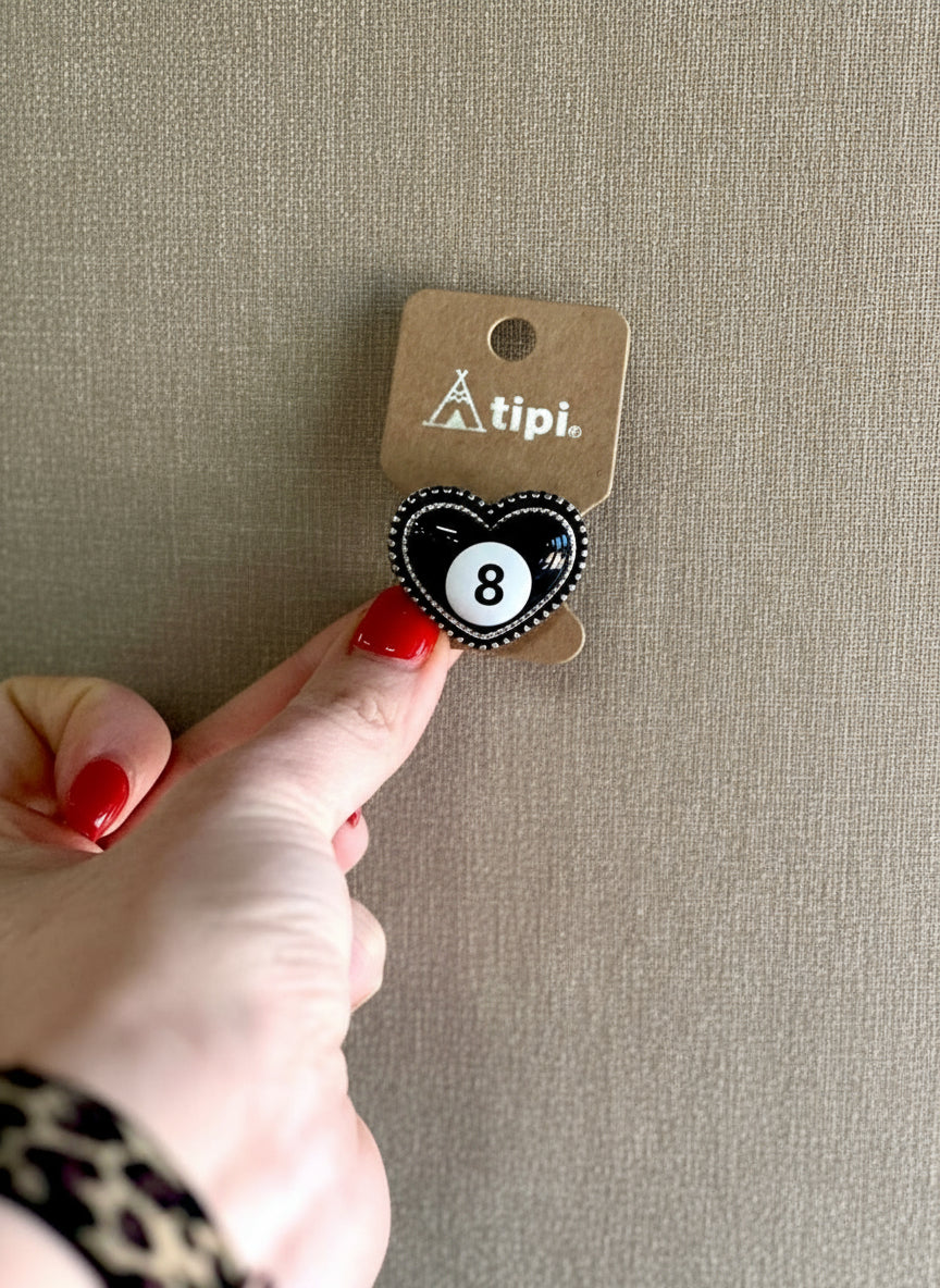 Heart 8 Ball Cuff Ring