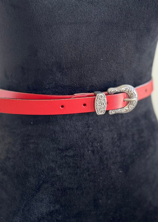 Western Style Skinny Leather Belt