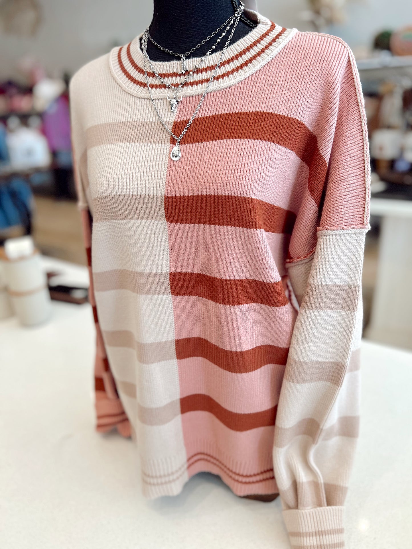 Color Block Oversized Knit Sweater