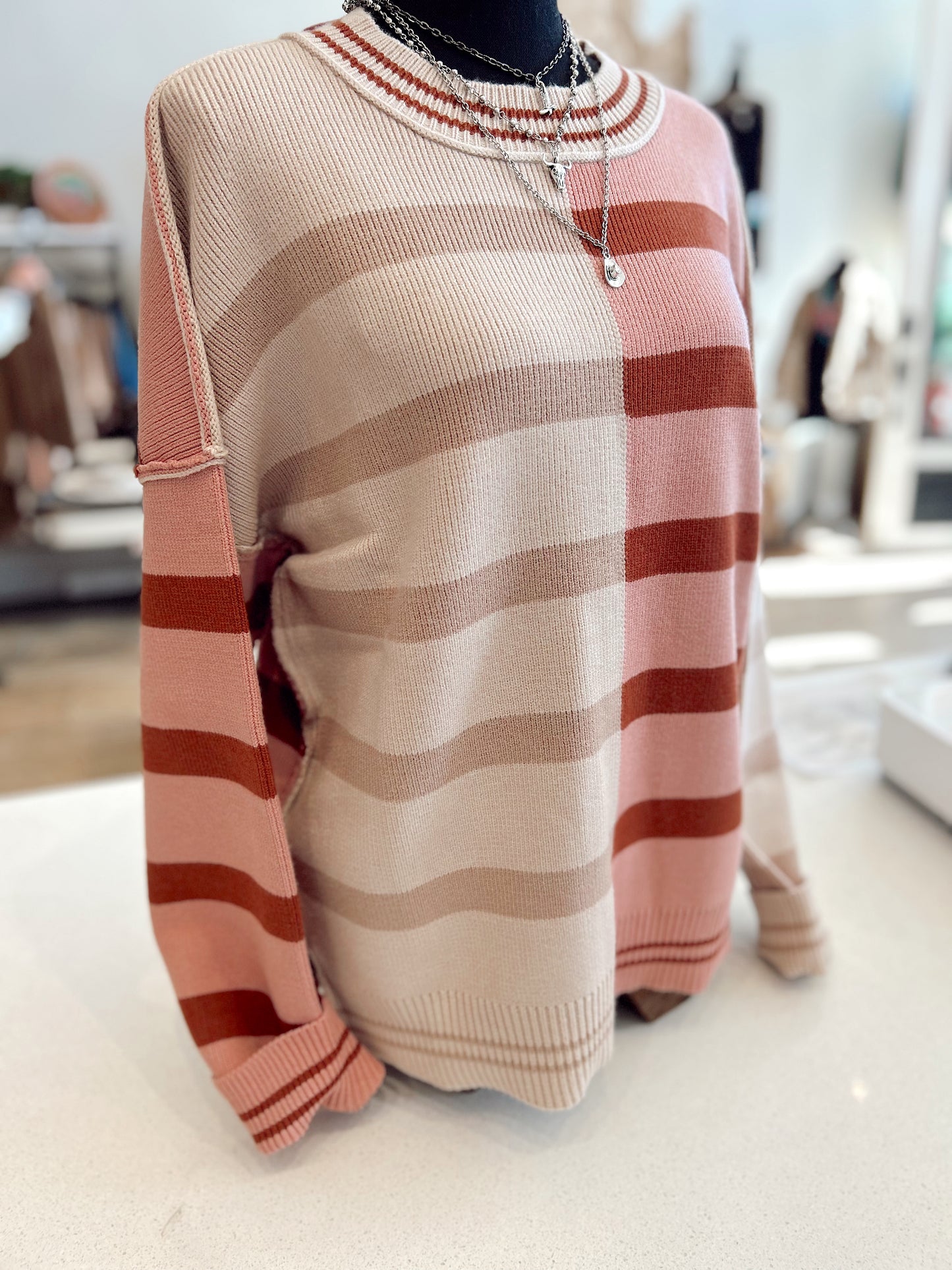 Color Block Oversized Knit Sweater