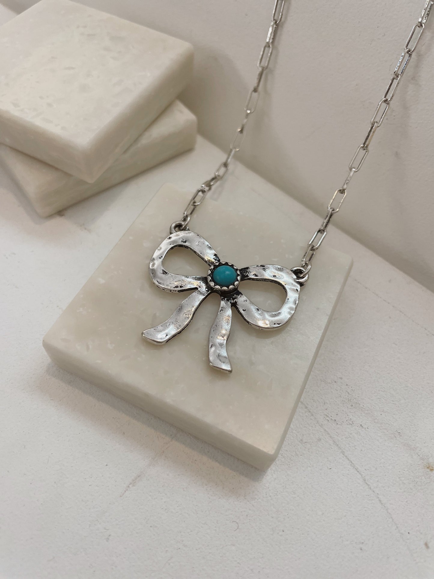 Western Turquoise Bow Necklace