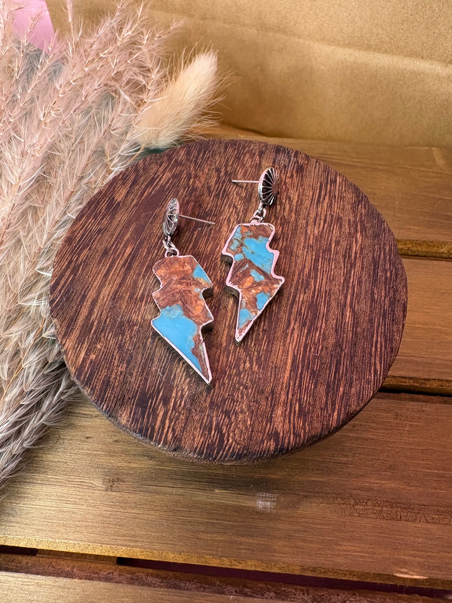 Marbled Lightening Bolt Earrings