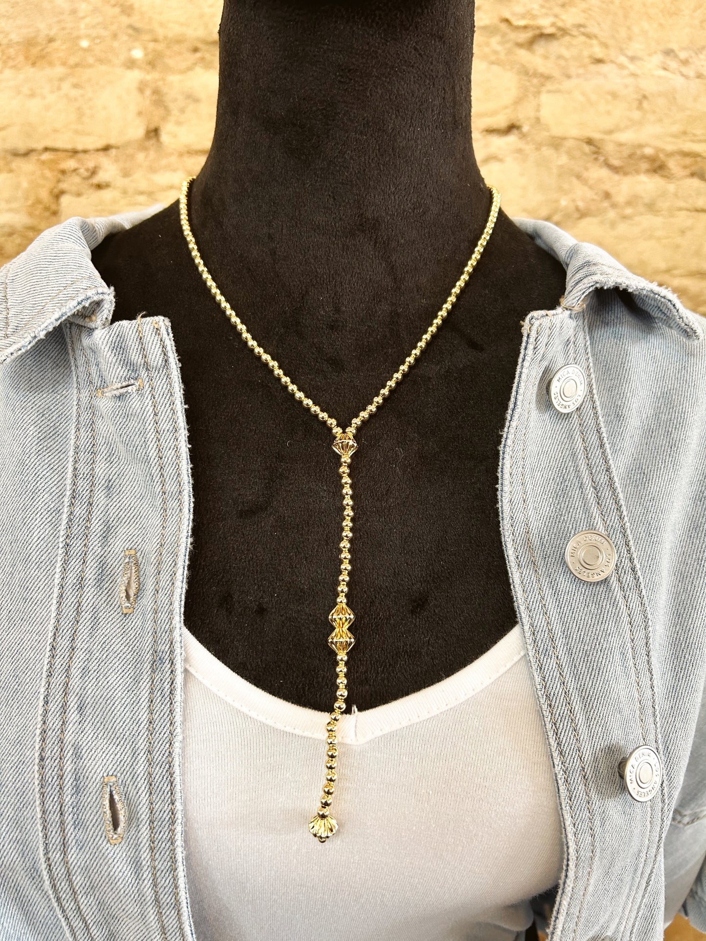 The Golden Beaded Y Necklace