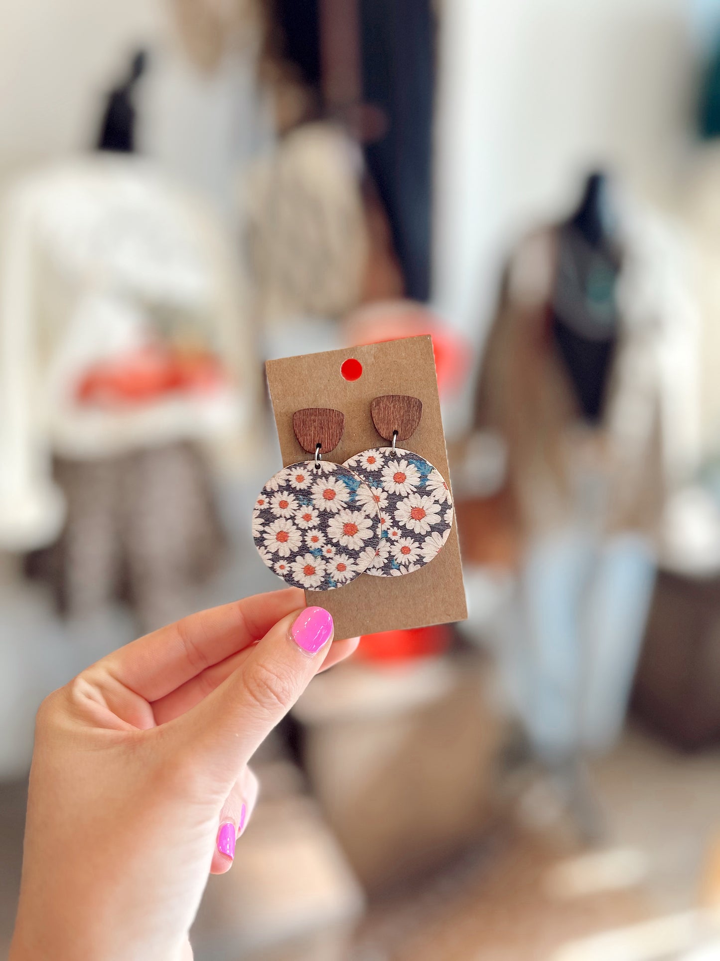 Floral Wooden Earrings